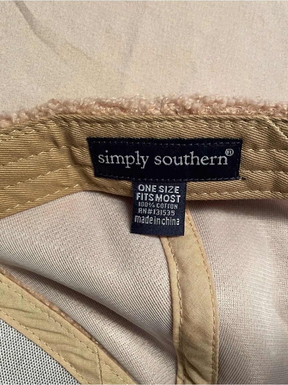 Simply Southern Beige Teddy Fleece/Sherpa Baseball Cap “Always Cold” - Picture 5 of 5